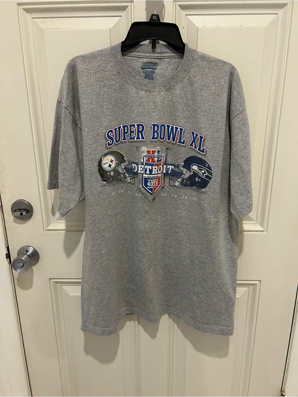 Reebok Gray Super Bowl XL Detroit Graphic Tee